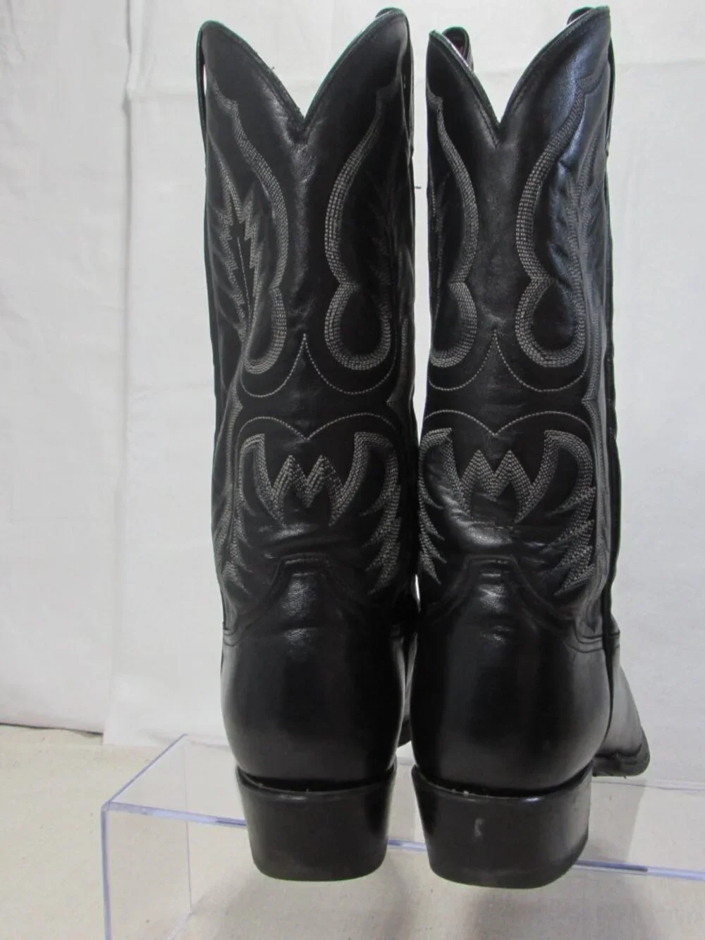Tony Lama Black Leather Cowboy Boots Men's Size 9.5 D Made in USA 2007